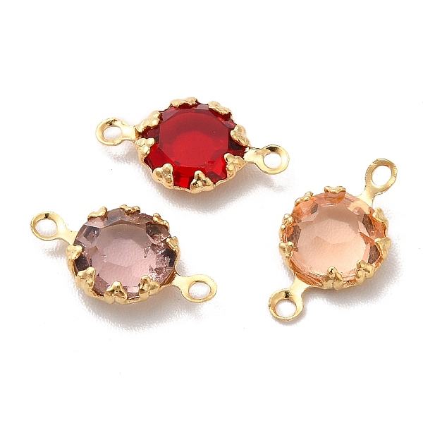 

PandaHall Eco-Friendly Brass Glass Connector Charms, Cadmium Free & Lead Free, Flat Round Links, Real 24K Gold Plated, Mixed Color..., Multicolor