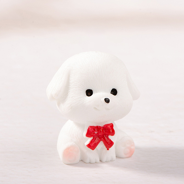 PandaHall Resin Bichon Dog Figurines, for Home Car Desktop Decoration, Red, 30x27mm Resin Dog Red