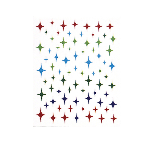 PandaHall Nail Art Stickers Decals, Self Adhesive, for Nail Tips Decorations, Colorful, Star Pattern, 101x78.5mm Paper Star