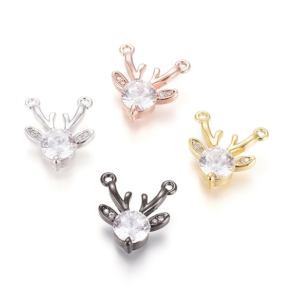 

PandaHall Christmas Brass Micro Pave Cubic Zirconia Pendants, Long-Lasting Plated, Elk Christmas Reindeer/Stag, Clear, Mixed Color...