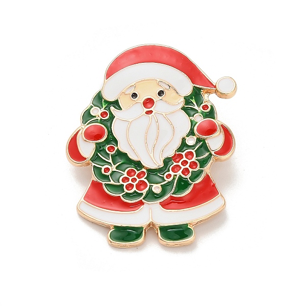Santa Claus with Christmas Wreath Enamel Pins