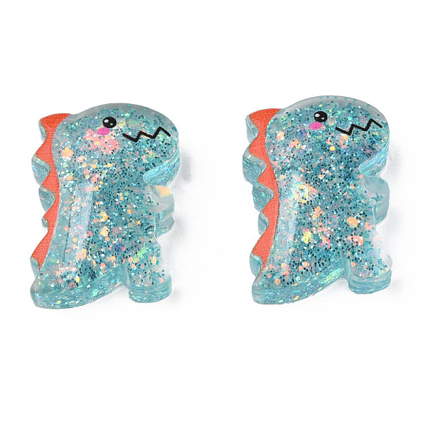 

PandaHall Printed Translucent Epoxy Resin Cabochons, with Paillettes, Dinosaur, Medium Turquoise, 21x15.5x6.5mm Epoxy Resin Dinosaur