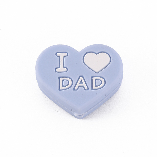 

PandaHall Food Grade Eco-Friendly Silicone Focal Beads, Chewing Beads For Teethers, DIY Nursing Necklaces Making, Heart with Word I Love DAD...