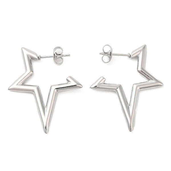 

PandaHall 304 Stainless Steel Stud Earrings for Women, Star, Stainless Steel Color, 31x26x2.2mm 304 Stainless Steel Star