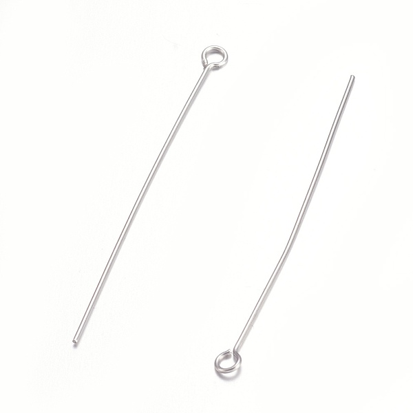 

PandaHall 304 Stainless Steel Eye Pins, Stainless Steel Color, 45mm, Hole: 2mm, Pin: 0.6mm 304 Stainless Steel