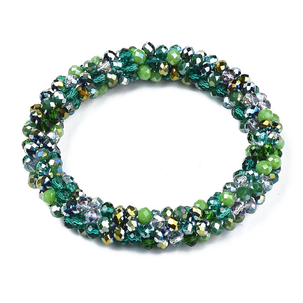 

PandaHall Glass Beaded Crochet Stretch Bracelet, Fashion Nepal Bracelet for Women, Green, Inner Diameter: 1-7/8 inch(4.7cm) Glass Green