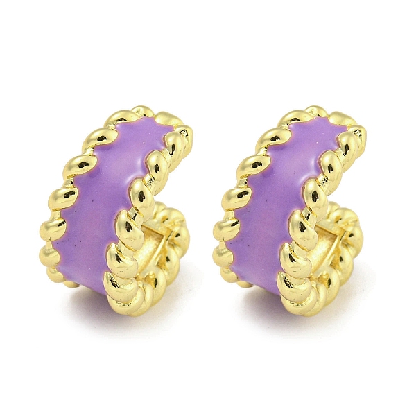 

PandaHall Brass with Enamel Cuff Earrings, for Women, Real 18K Gold Plated, Purple, 19.5x10.5~12.5mm Brass Purple