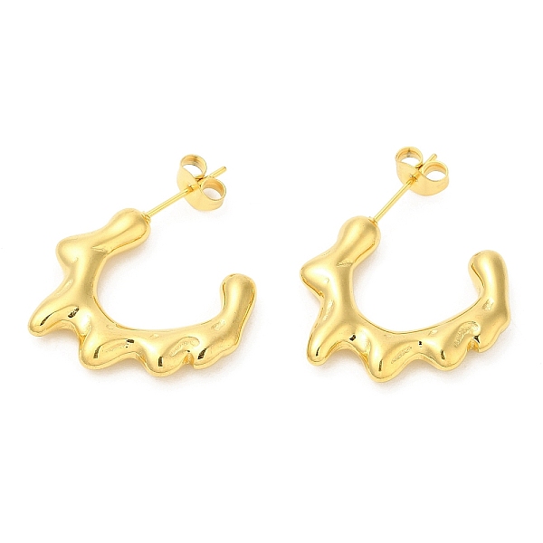 

PandaHall Ion Plating(IP) 304 Stainless Steel Melting Ring Stud Earrings, Half Hoop Earrings, Real 18K Gold Plated, 22.5x3mm 304 Stainless...