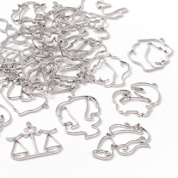 

PandaHall Zinc Alloy Open Back Bezel Pendants, For DIY UV Resin, Epoxy Resin, Pressed Flower Jewelry, Twelve Constellations, Random Mixed...