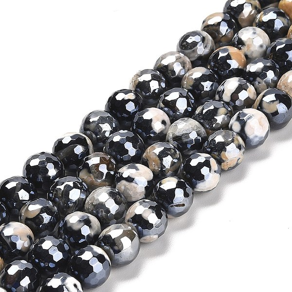 

PandaHall Electroplated Natural Fire Crackle Agate Round Beads Strands, Dyed & Heated, Faceted(128 Facets), Champagne Yellow, 10mm, Hole...