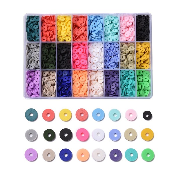 

PandaHall 240G 24 Colors Handmade Polymer Clay Beads, Heishi Beads, for DIY Jewelry Crafts Supplies, Disc/Flat Round, Mixed Color, 8x1mm..., Multicolor
