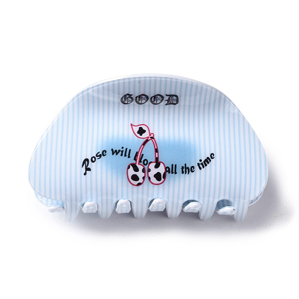 

PandaHall Cherry Pattern PVC Claw Hair Clips, with Iron Findings, Hair Accessories for Women Girls Thick Hair, Light Sky Blue, 47x86x43mm...