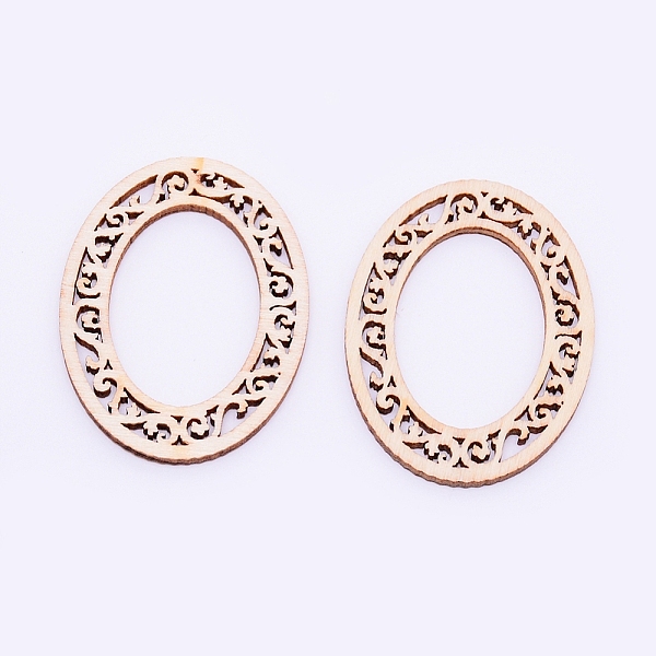 

PandaHall Unfinished Natural Wood Linking Rings, Laser Cut Wood Shapes, Oval, BurlyWood, 50x40x3mm Wood Oval Orange