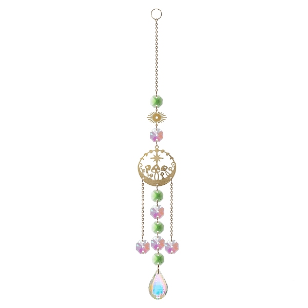 

PandaHall Glass Teardrop Pendant Decoration, Hanging Suncatchers, with Glass Octagon Link and Metal Link, for Home Window Decoration...