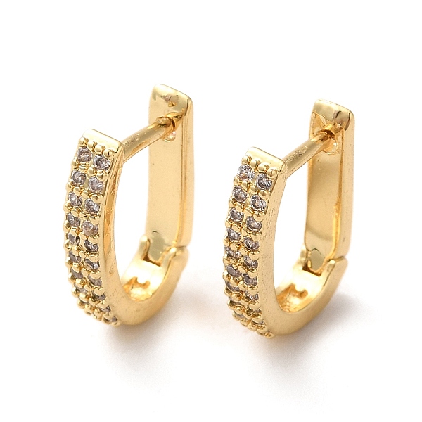 

PandaHall Clear Cubic Zirconia Hoop Earrings, Brass Jewelry for Women, Real 18K Gold Plated, 16x12x3mm, Pin: 1mm Cubic Zirconia