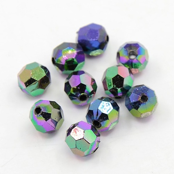 

PandaHall Plating Plastic Acrylic Faceted Round Beads, Multi-color Plated, 6mm, Hole: 1.5~2mm, about 4500pcs/pound Acrylic Round