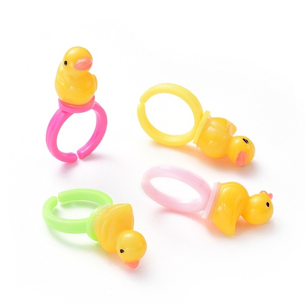 

PandaHall Acrylic Cuff Finger Rings, with Resin, Kids Jewelry, Duck, Mixed Color, US Size 3(14mm) Acrylic Multicolor