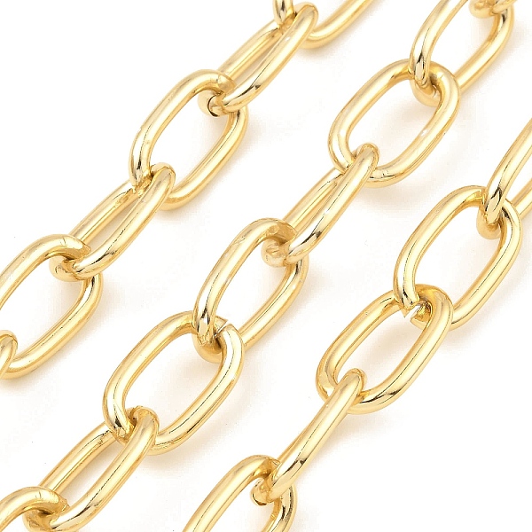 

PandaHall Oxidation Aluminum Cable Chains, Unwelded, with Spool, Golden, 19.5x11x2.5mm, about 32.81 Feet(10m)/Roll Aluminum
