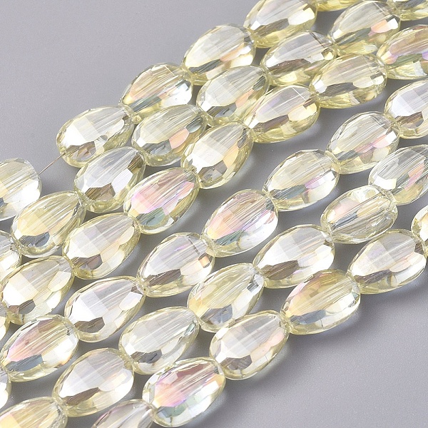 

PandaHall Electroplate Glass Beads Strands, Full Rainbow Plated, Faceted, Teardrop, Light Yellow, 9x6x4.5mm, Hole: 1.2mm, about 79pcs/Strand...