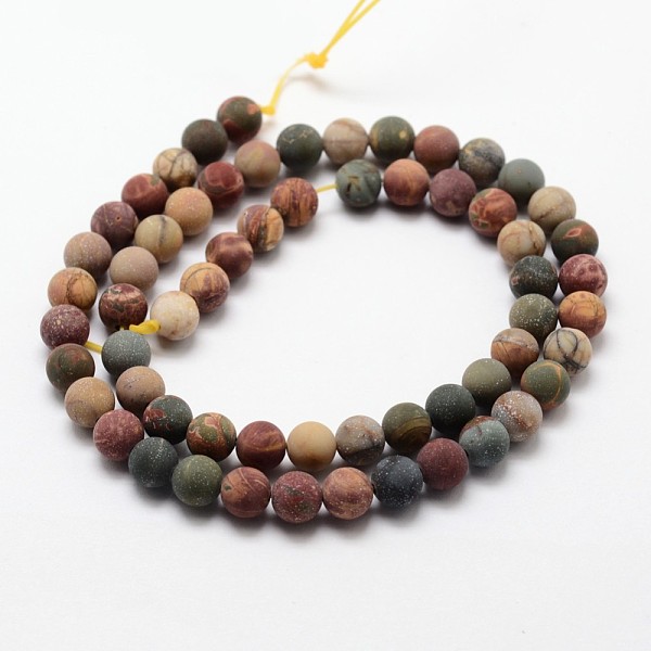 

PandaHall Matte Natural Polychrome Jasper/Picasso Stone/Picasso Jasper Beads Strands, Round, 4mm, Hole: 1mm, about 85~88pcs/strand, 14.7...