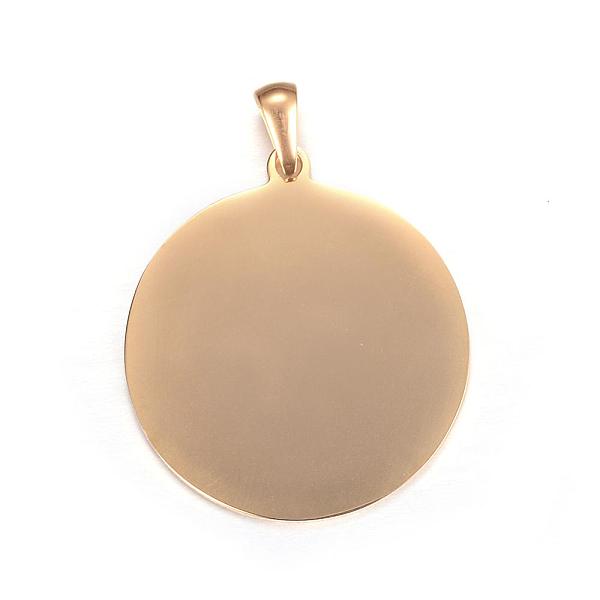 

PandaHall Ion Plating(IP) 304 Stainless Steel Pendants, Stamping Blank Tag, Flat Round, Golden, 33x30x1mm, Hole: 7x3mm 304 Stainless Steel...
