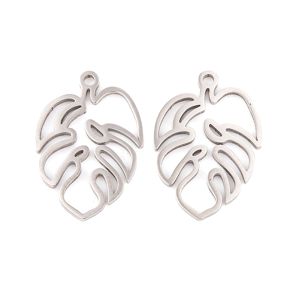 

PandaHall 5Pcs 201 Stainless Steel Pendants, Laser Cut, Palm Leaf Charm, Stainless Steel Color, 18x12.5x1mm, Hole: 1.2mm 201 Stainless Steel...