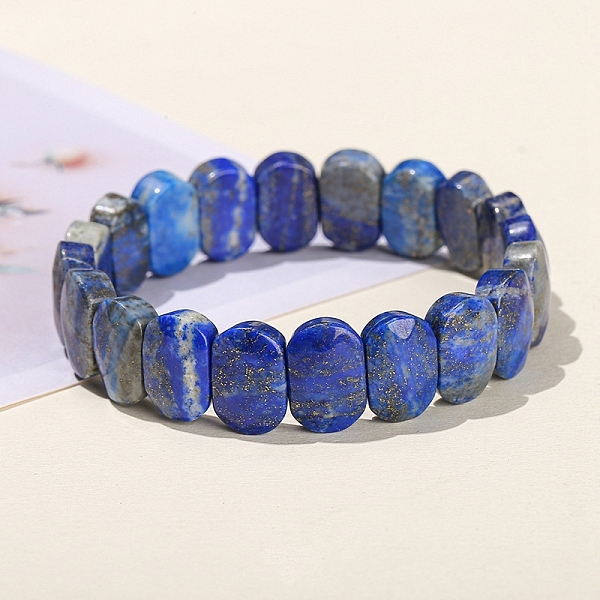 Stretch-Armbänder Aus Natürlichem Lapislazuli Mit Ovalen Perlen Für Männer Und Frauen