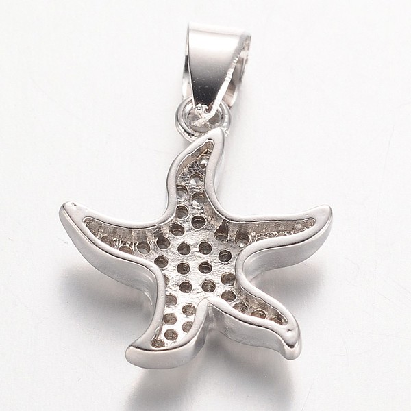 

PandaHall Starfish/Sea Stars Brass Cubic Zirconia Pendants, Platinum, 18x16x3.5mm, Hole: 4x5.5mm Brass+Cubic Zirconia Starfish