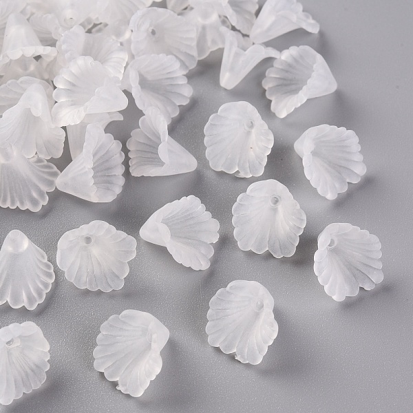 

PandaHall Frosted Acrylic Bead Caps, Flower, White, 12x12x9mm, Hole: 1.2mm, about 1700pcs/500g Acrylic White