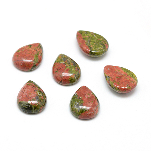 

PandaHall Natural Unakite Gemstone Cabochons, teardrop, 25x18x6mm Unakite Teardrop