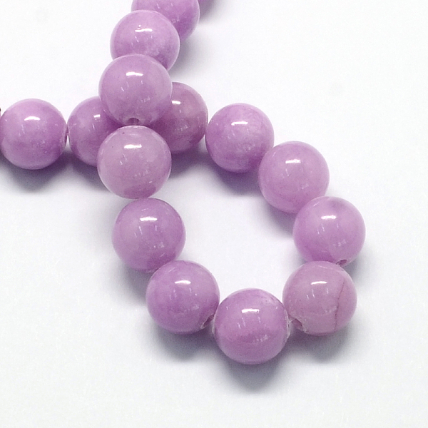 

PandaHall Natural Dyed Yellow Jade Gemstone Bead Strands, Round, Medium Orchid, 10mm, Hole: 1mm, about 40pcs/strand, 15.7 inch Yellow Jade..., Purple