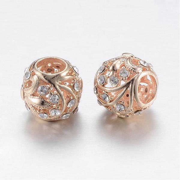 

PandaHall Alloy Rhinestone European Beads, Large Hole Beads, Rondelle with Fleur De Lis, Light Gold, 11x9.5mm, Hole: 4.5~5mm..., Clear