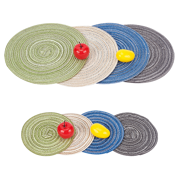 

PandaHall Olycraft 8Pcs 8 Colors Polyester Dollhouse Rugs, Nordic Style Cup Mat Placemats, Anti-Slip Hot Pads, Flat Round with Vortex..., Multicolor