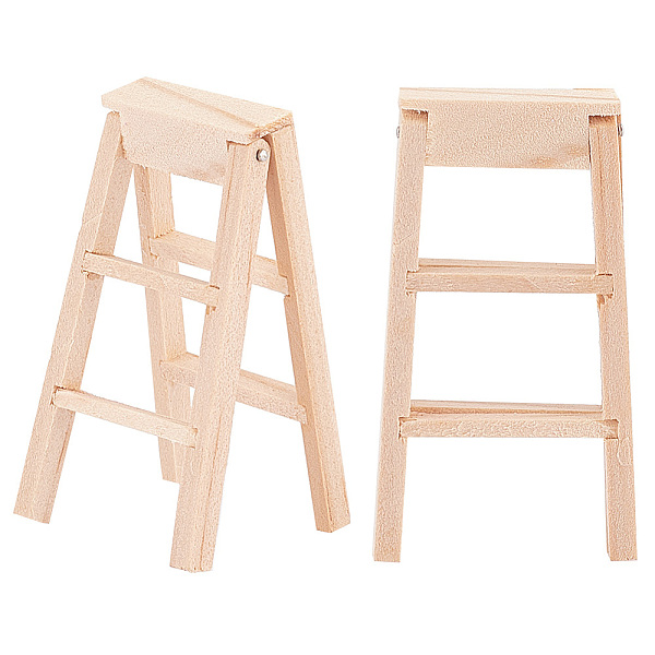 

PandaHall OLYCRAFT 2Pcs Mini Wooden Step Ladder Miniature Wood Ladders Mini Wooden Stairs Furniture Garden Ladder Decoration for DIY Crafts...