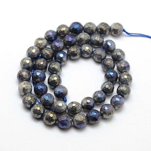 

PandaHall Electroplate Natural Labradorite Beads Strands, Round, Faceted, 10mm, Hole: 1mm, about 38pcs/strand,15.5 inch Labradorite Round