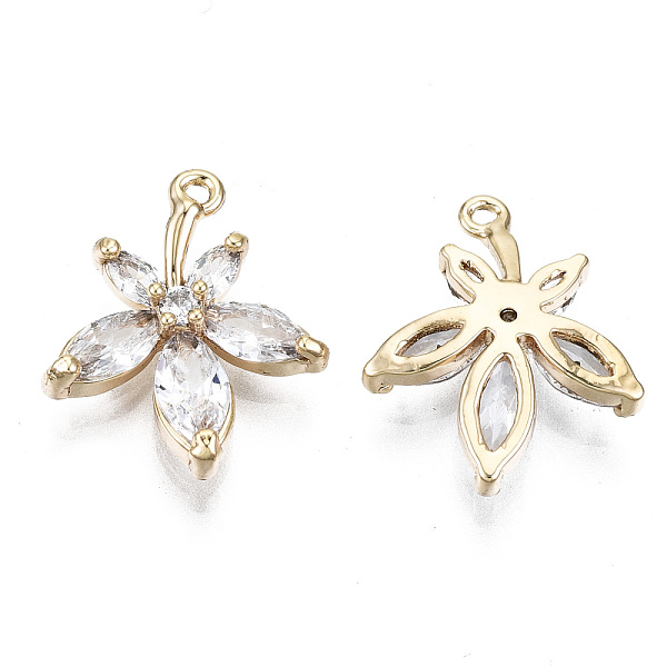 

PandaHall Real 18K Gold Plated Brass Micro Pave Cubic Zirconia Pendants, Nickel Free, Flower, Clear, 16x13x3mm, Hole: 0.9mm Brass+Cubic...