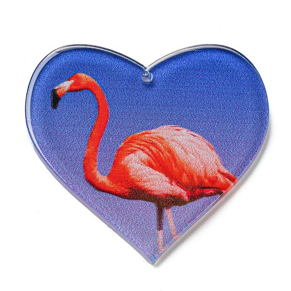 

PandaHall Acrylic Pendants, Heart, Flamingo Shape, 37x40x2.5mm, Hole: 1.5mm Acrylic Flamingo Shape