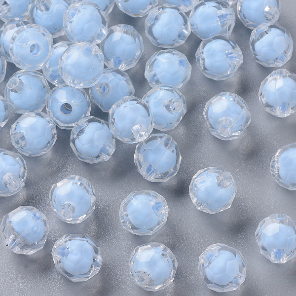

PandaHall Transparent Acrylic Beads, Bead in Bead, Faceted, Round, Cornflower Blue, 9.5x9.5mm, Hole: 2mm, about 1041pcs/500g Acrylic Round