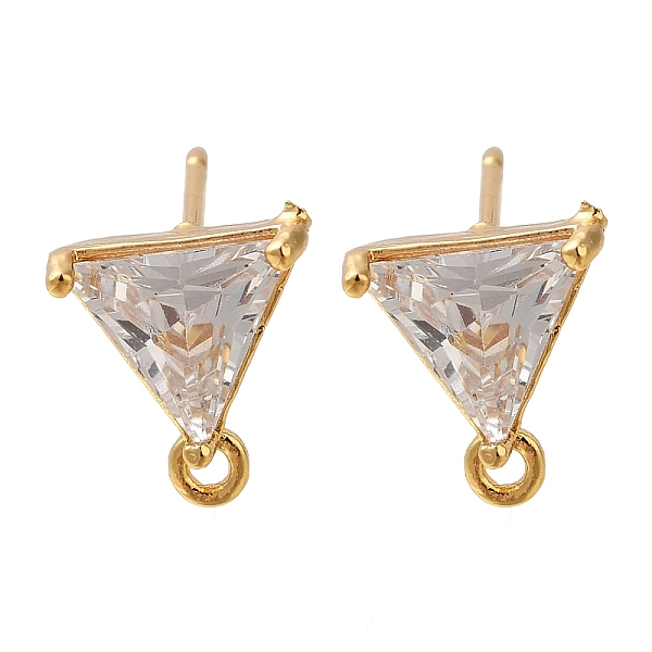 Brass Clear Cubic Zirconia Stud Earrings Finding for Women