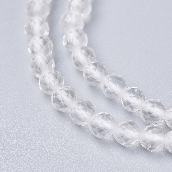 

PandaHall Natural Quartz Crystal Beads Strands, Rock Crystal Beads, Faceted, Round, Clear, 3mm, Hole: 0.7mm, about 134pcs/strand, 15.7 inch...
