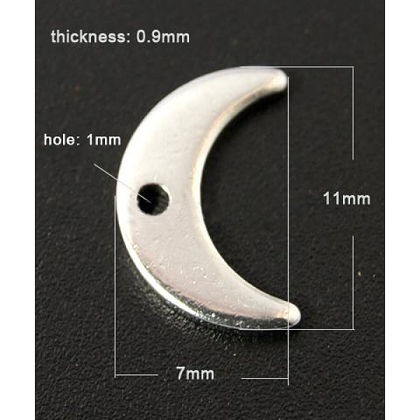 

PandaHall 201 Stainless Steel Stamping Blank Tag Pendants, Moon, 11x7x0.9mm, Hole: 1mm 201 Stainless Steel Moon