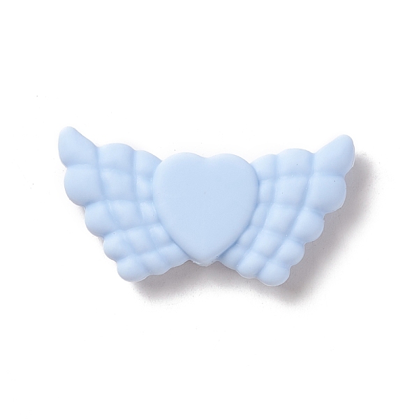 

PandaHall Silicone Focal Beads, Heart with Wing, Light Sky Blue, 19x38x8mm, Hole: 3mm Silicone Heart
