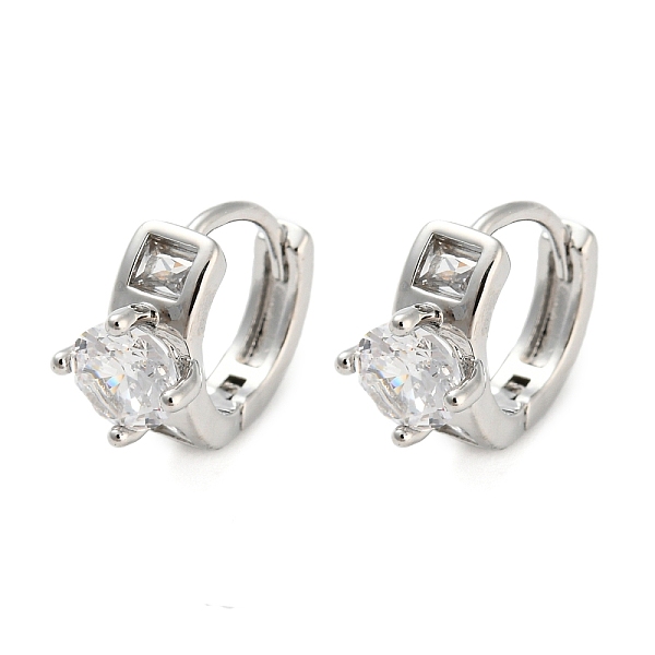 

PandaHall Brass with Cubic Zirconia Hoop Earrings, Diamond, Platinum, 10.5x6.5mm Cubic Zirconia Diamond Clear