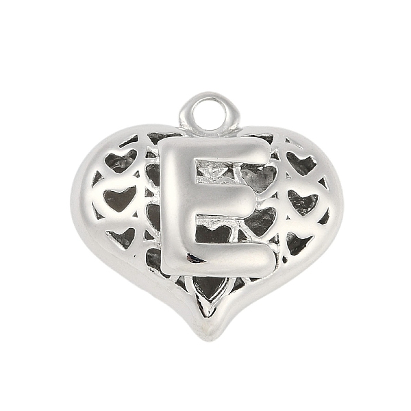 

PandaHall Hollow Brass Pendants for Valentine's Day, Heart with Letter, Real Platinum Plated, Letter E, 25x26x13mm, Hole: 2.5mm Brass Letter...