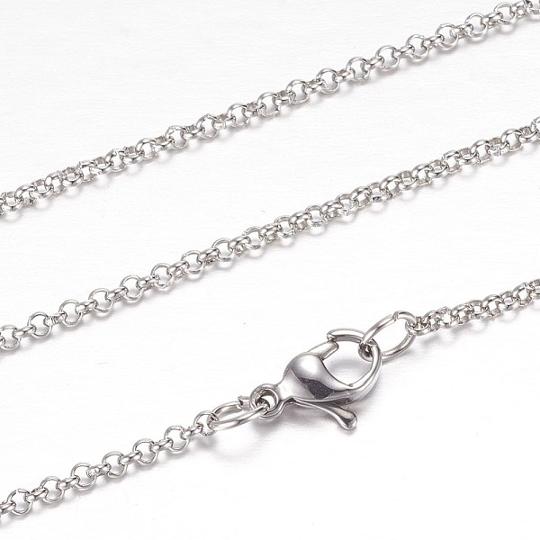 

PandaHall 304 Stainless Steel Rolo Chain Necklaces, with Lobster Claw Clasps, Stainless Steel Color, 19.6 inch(50cm) 304 Stainless Steel