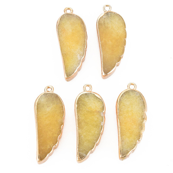

PandaHall Natural Agate Pendants, with Light Gold Plated Iron Findings, Wing, Dyed & Heated, Gold, 33~33.5x12~13x5~6mm, Hole: 1.8mm Natural...