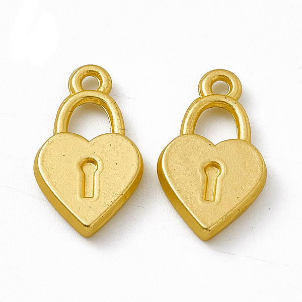 

PandaHall Rack Plating Alloy Pendants, Cadmium Free & Nickel Free & Lead Free, Heart Padlock Charm, Matte Gold Color, 18.5x10.5x2.5mm, Hole...