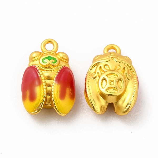 

PandaHall Rack Plating Alloy Enamel Pendants, Matte Gold Color, Cicada with Coin Pattern Charm, Red, 17.7x11.5x6.6mm, Hole: 1.6mm...