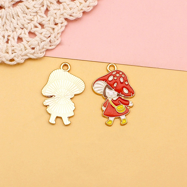 

PandaHall Alloy Enamel Pendants, Mushroom Charms, Red, 25x16~24mm Alloy+Enamel Mushroom Red