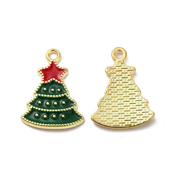 

PandaHall Alloy Enamel Pendants, Christmas Tree Charm, Light Gold, Green, 22.5x16.5x1.5mm, Hole: 1.8mm Alloy+Enamel Tree Green